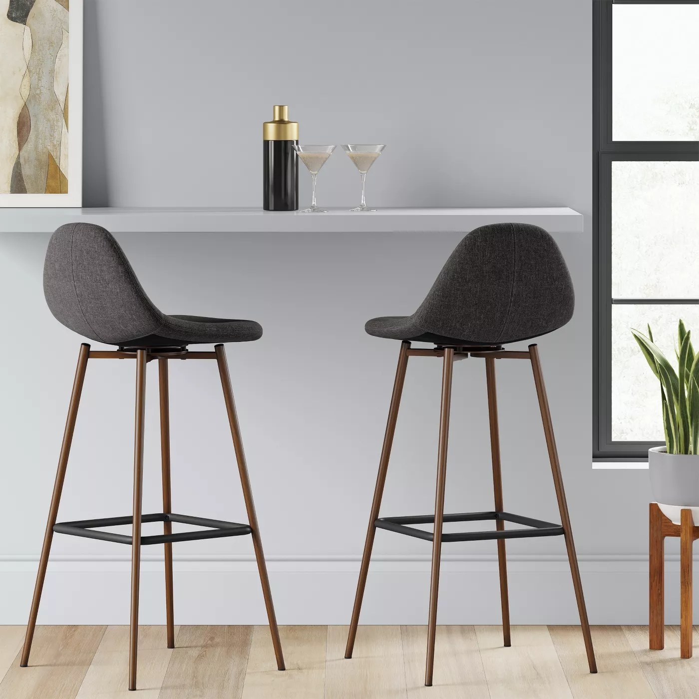 Two bar stools placed adjacent to each other