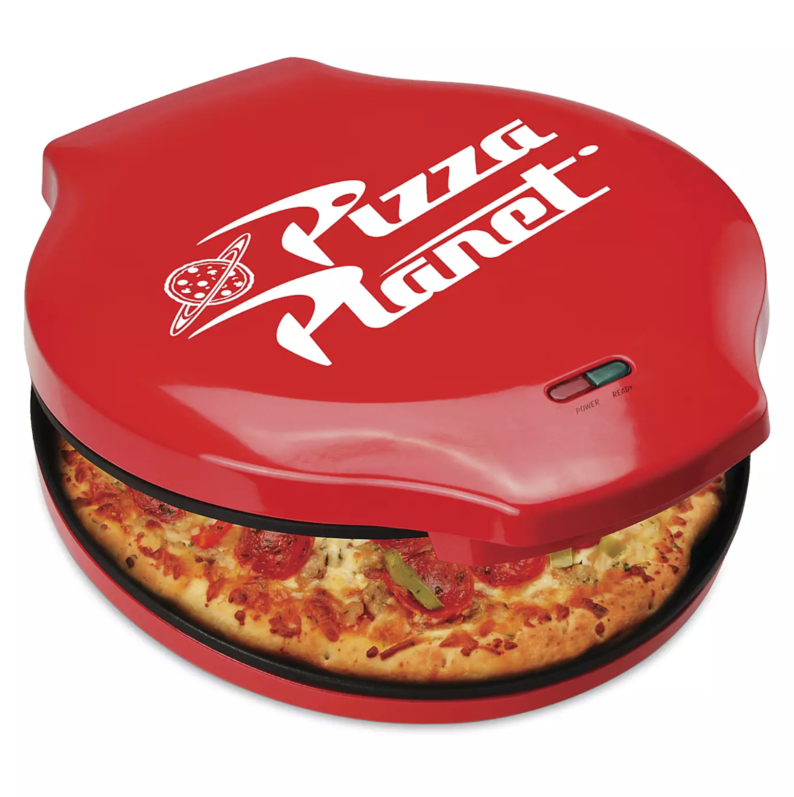 pizza maker with a circular shape that says &quot;Pizza Planet&quot; in the same font from the movie on top