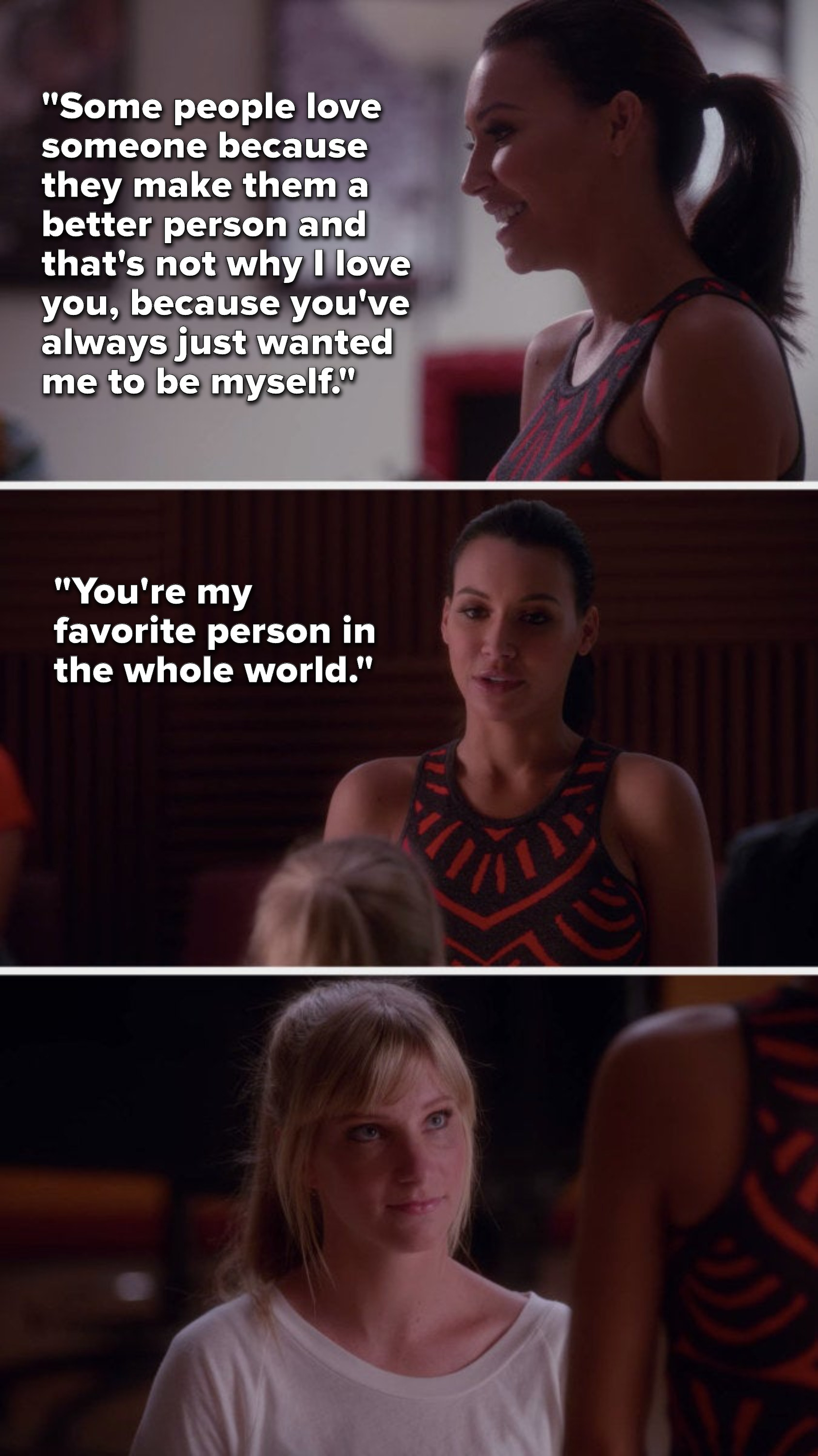 Santana says, &quot;Some people love someone because they make them a better person and that&#x27;s not why I love you, because you&#x27;ve always just wanted me to be myself, you&#x27;re my favorite person in the whole world&quot;
