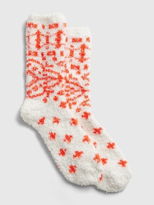 the white socks with orange design