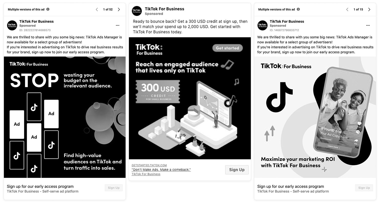 &quot;TikTok for Business&quot; ads on Facebook