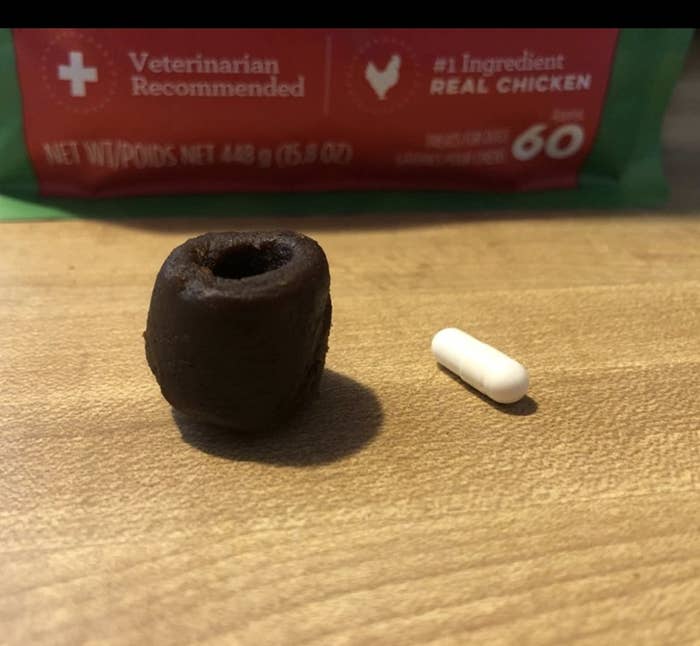 The pill pocket next to a pill
