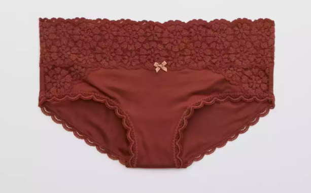 the lacy underwear in red with high waisted styling 