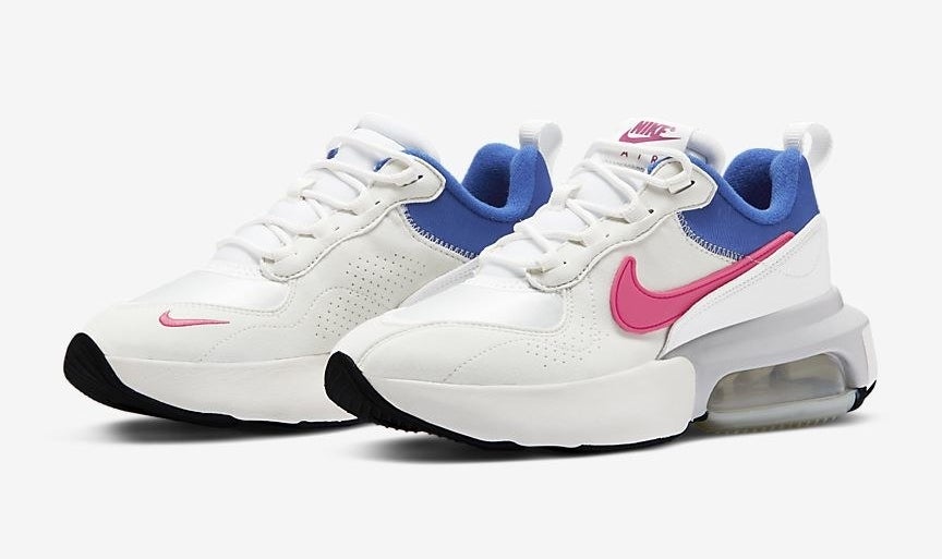 Blue, pink, and white Nike Air Max Veronas with a partial rubber outsole