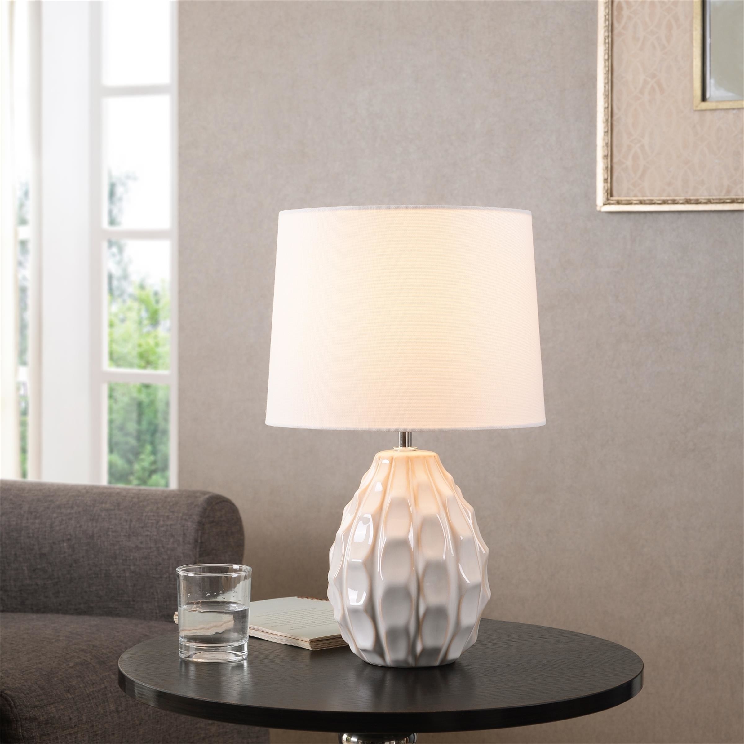 the lamp with a ceramic textured base