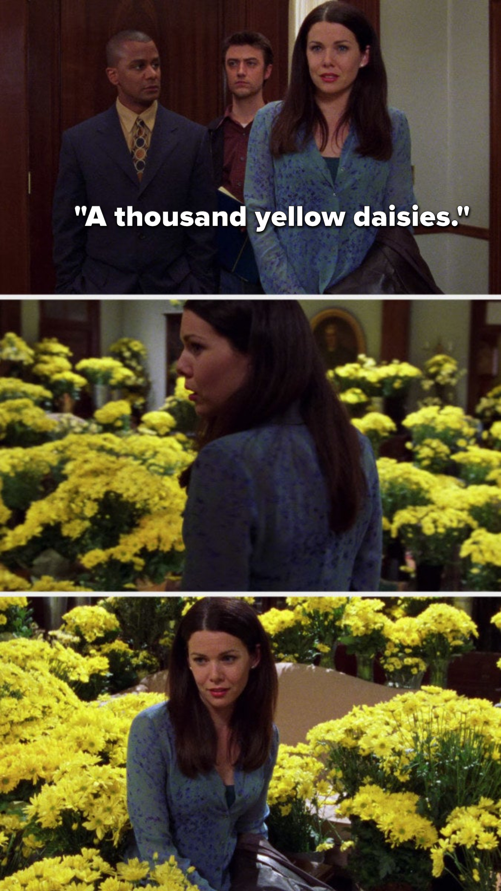 Lorelai says, &quot;a thousand yellow daisies&quot; and she looks at all of them