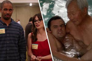 Coach and Jess side-by-side with Nick and Tran from "New Girl"