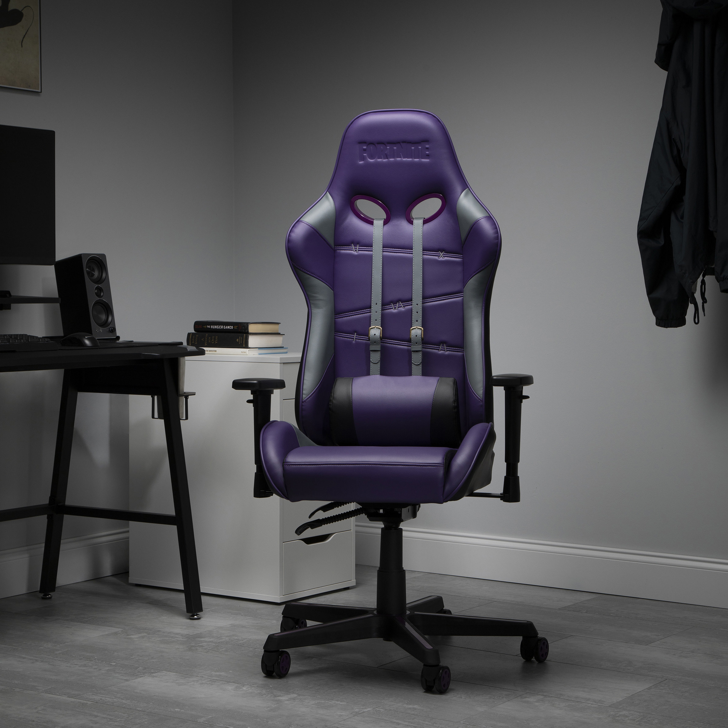 purple gaming chair in an office