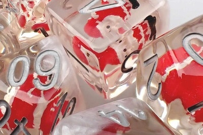 clear dice with tiny santas inside