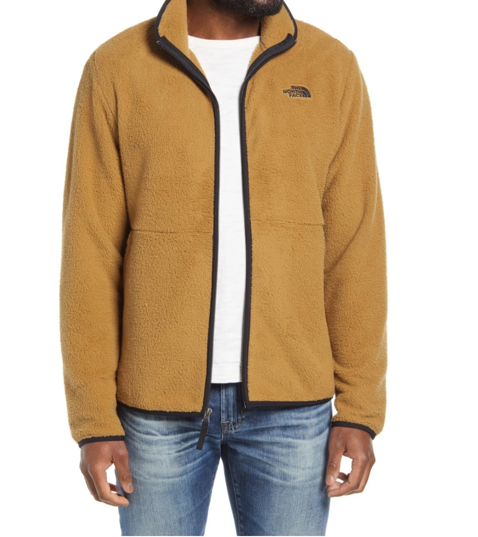 The North Face dunraven fleece jacket in British khaki/ tnf black