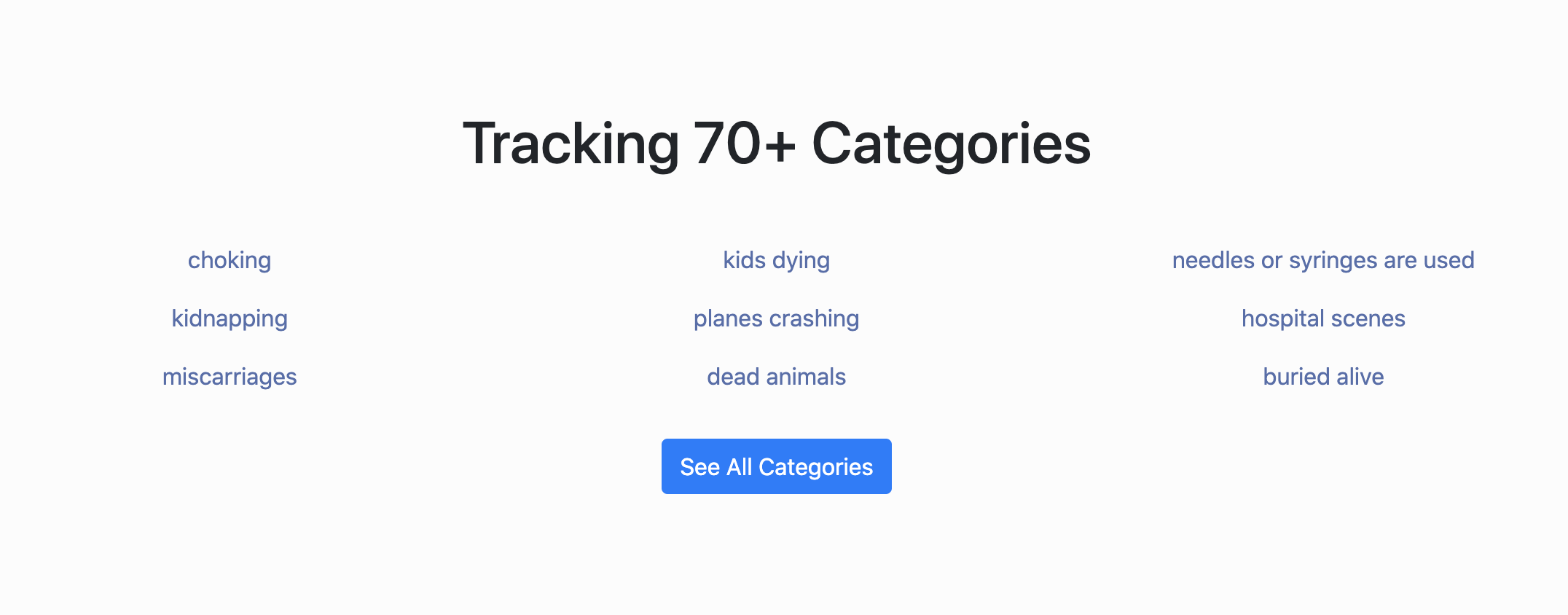 The site, which advertises tracking 70+ categories, like choking and kidnapping