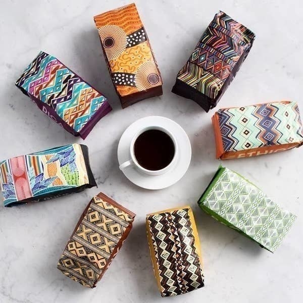 An assortment of coffee bags from around the world