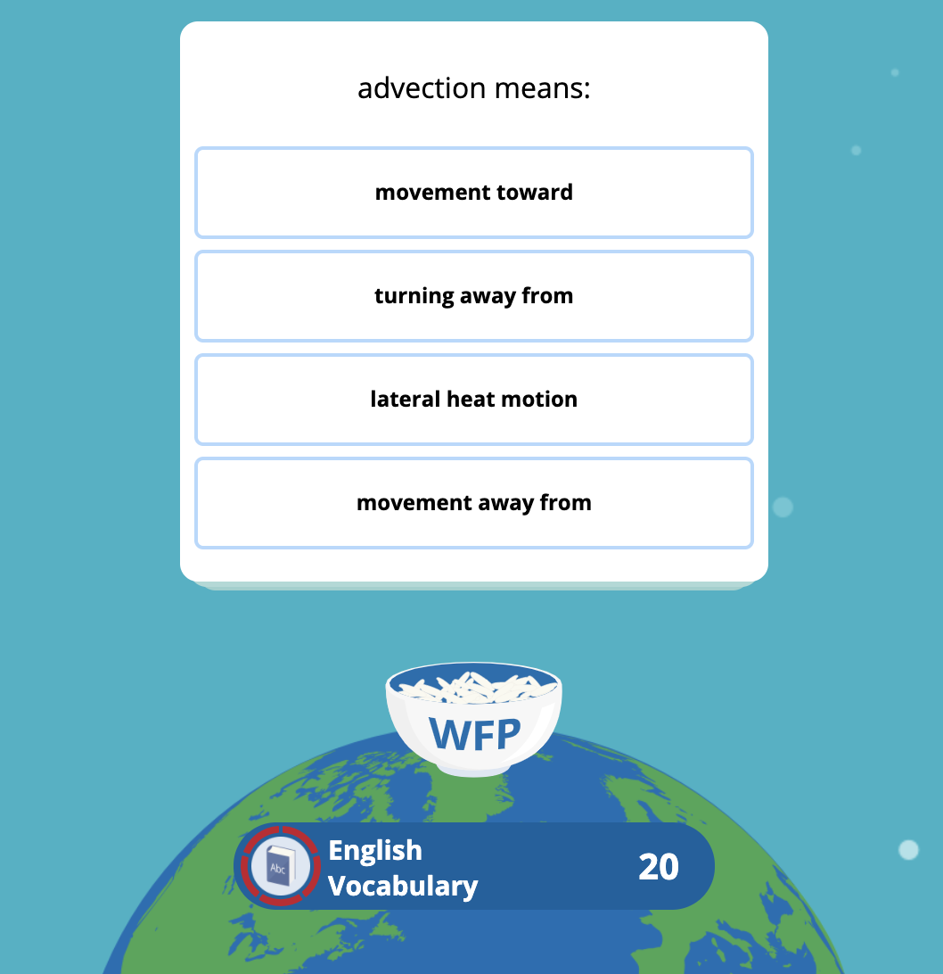 vocab question asking what &quot;advection means&quot; with multiple choice options