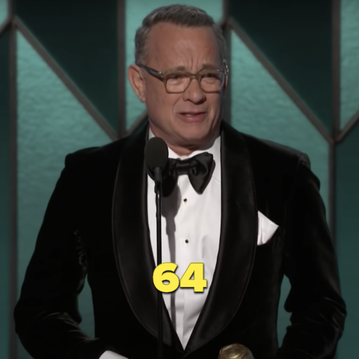 Tom Hanks accepting his Cecil B. DeMille award at the Golden Globes in 2020
