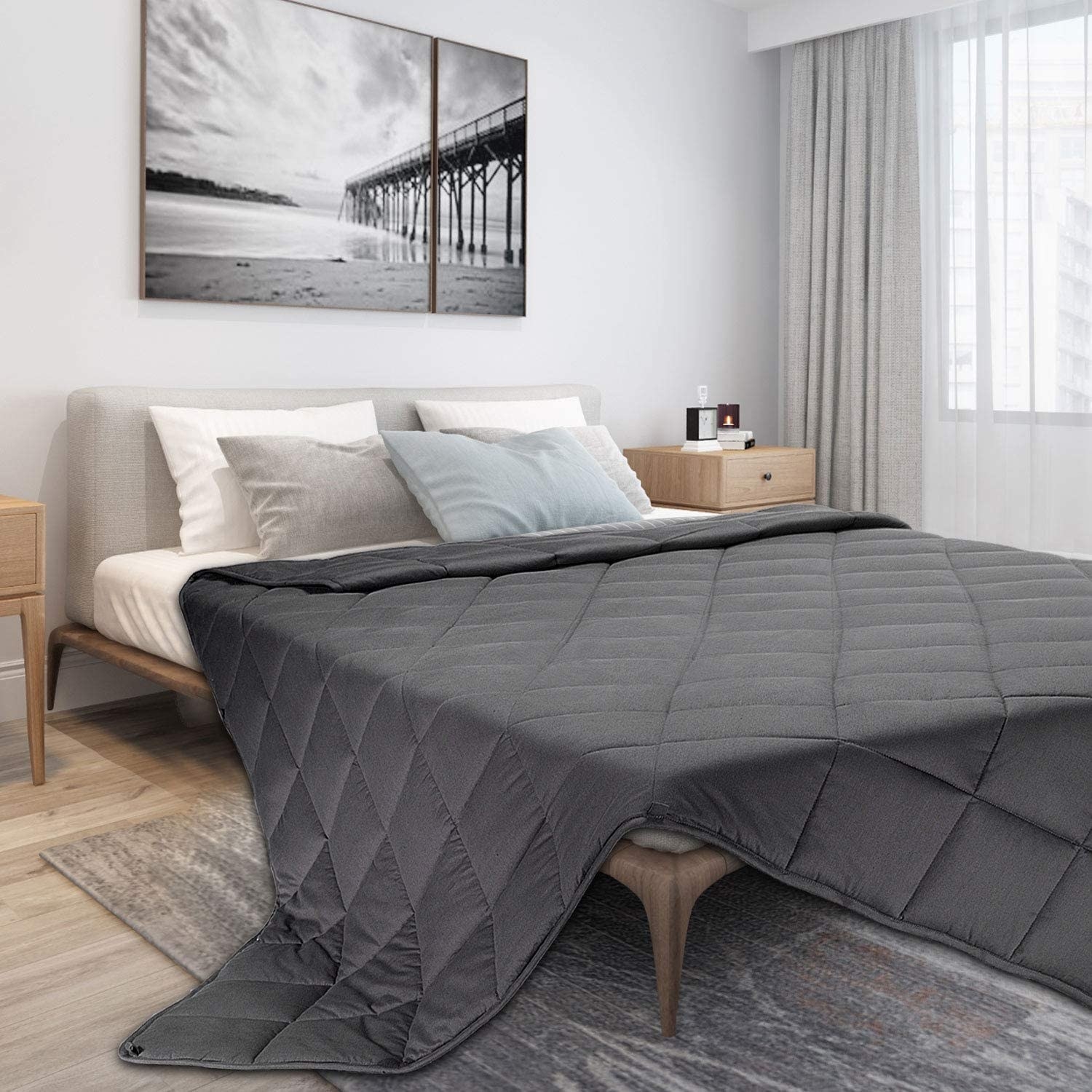The weighted blanket on a bed