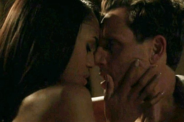 Fitz and Olive from Scandal pressing their faces together, about to get down to business