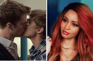 Alex and Charlie kissing on "13 Reasons Why" alongside Toni Topaz on "Riverdale"