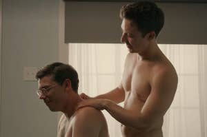 Ryan from "Special" getting a massage from a man