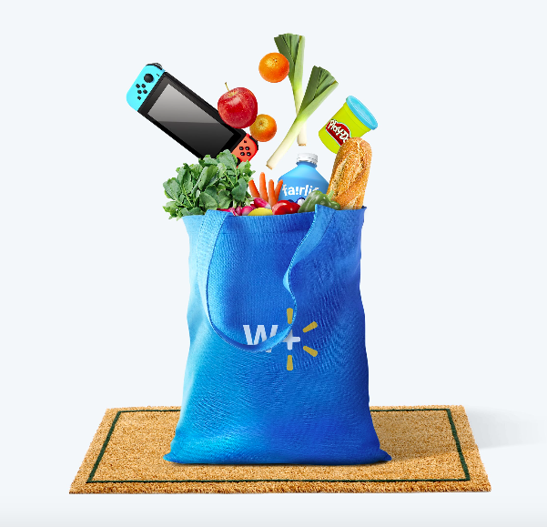 Walmart bag filled with groceries