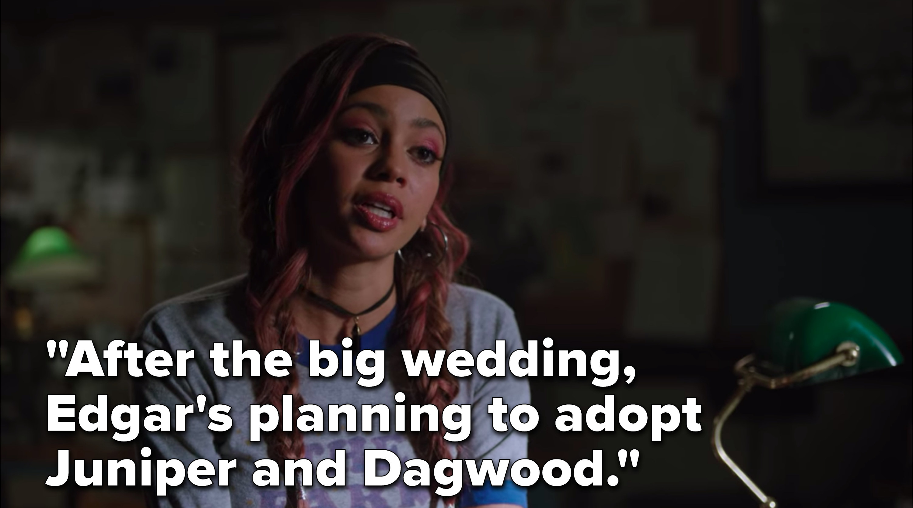 Toni says, &quot;After the big wedding, Edgar&#x27;s planning to adopt Juniper and Dagwood&quot;