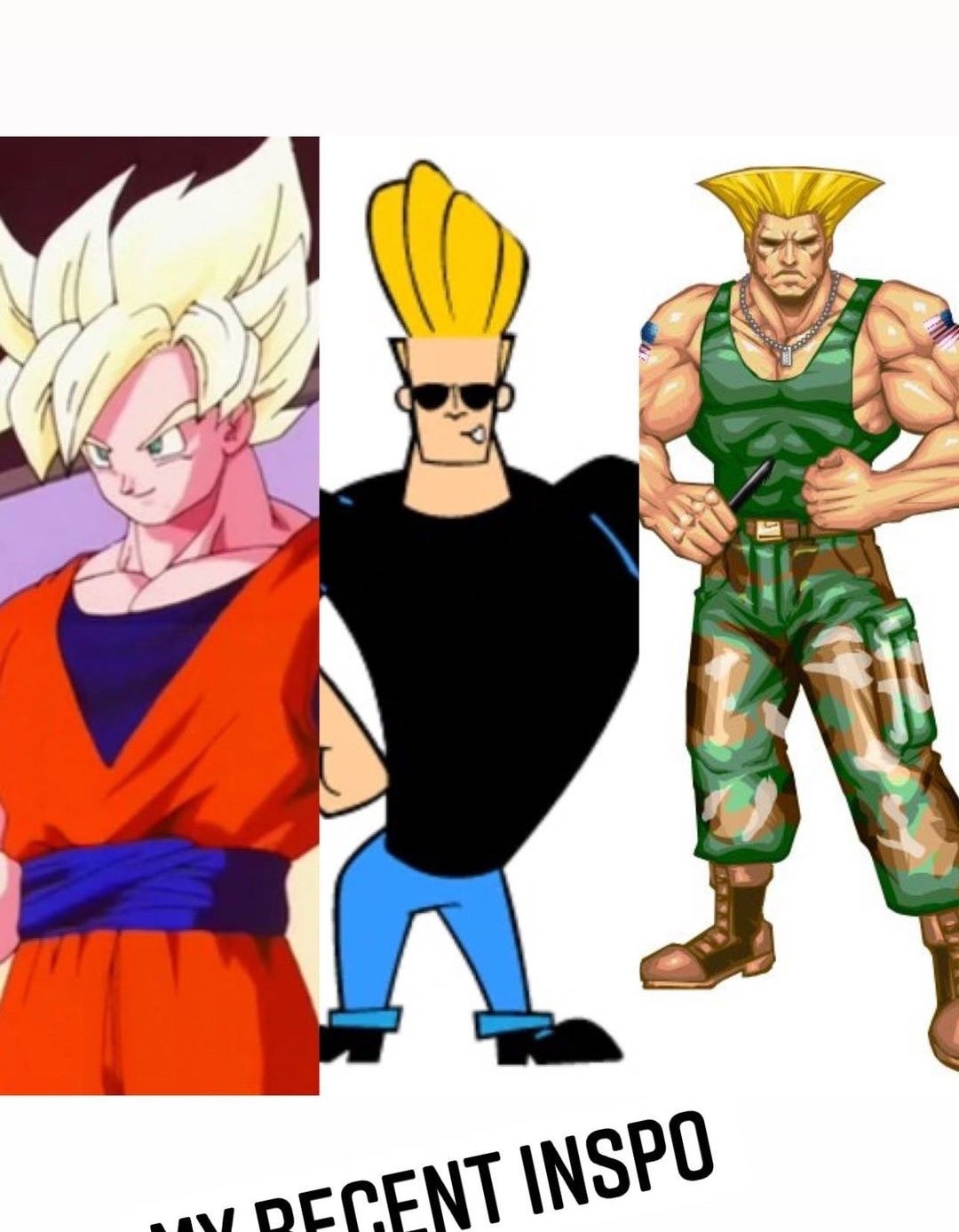 Blonde cartoon characters including Johnny Bravo