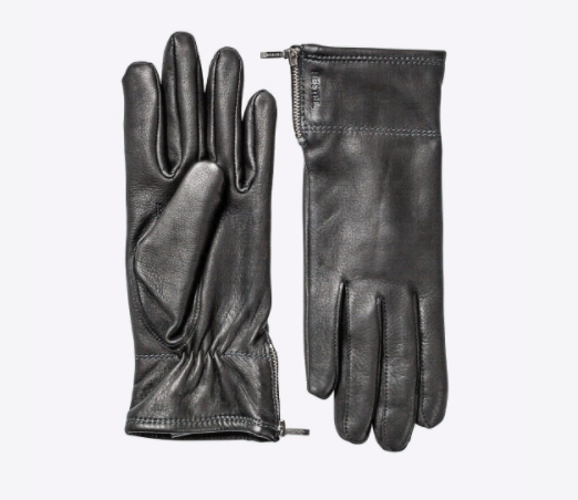 the leather gloves in black 