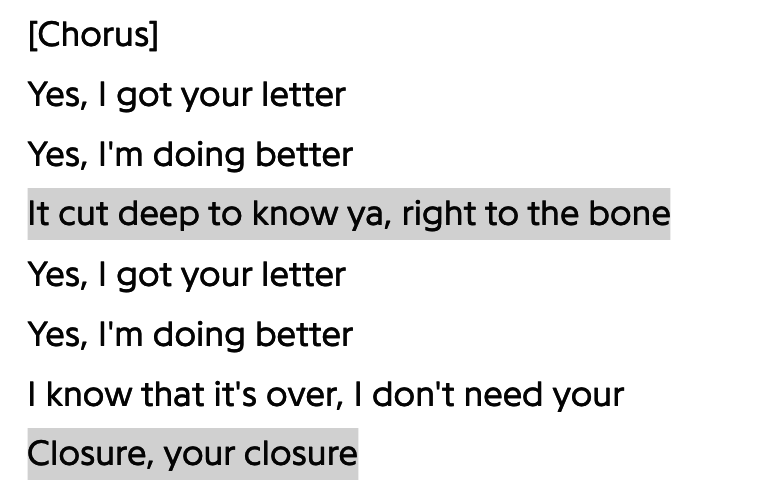 Closure lyrics