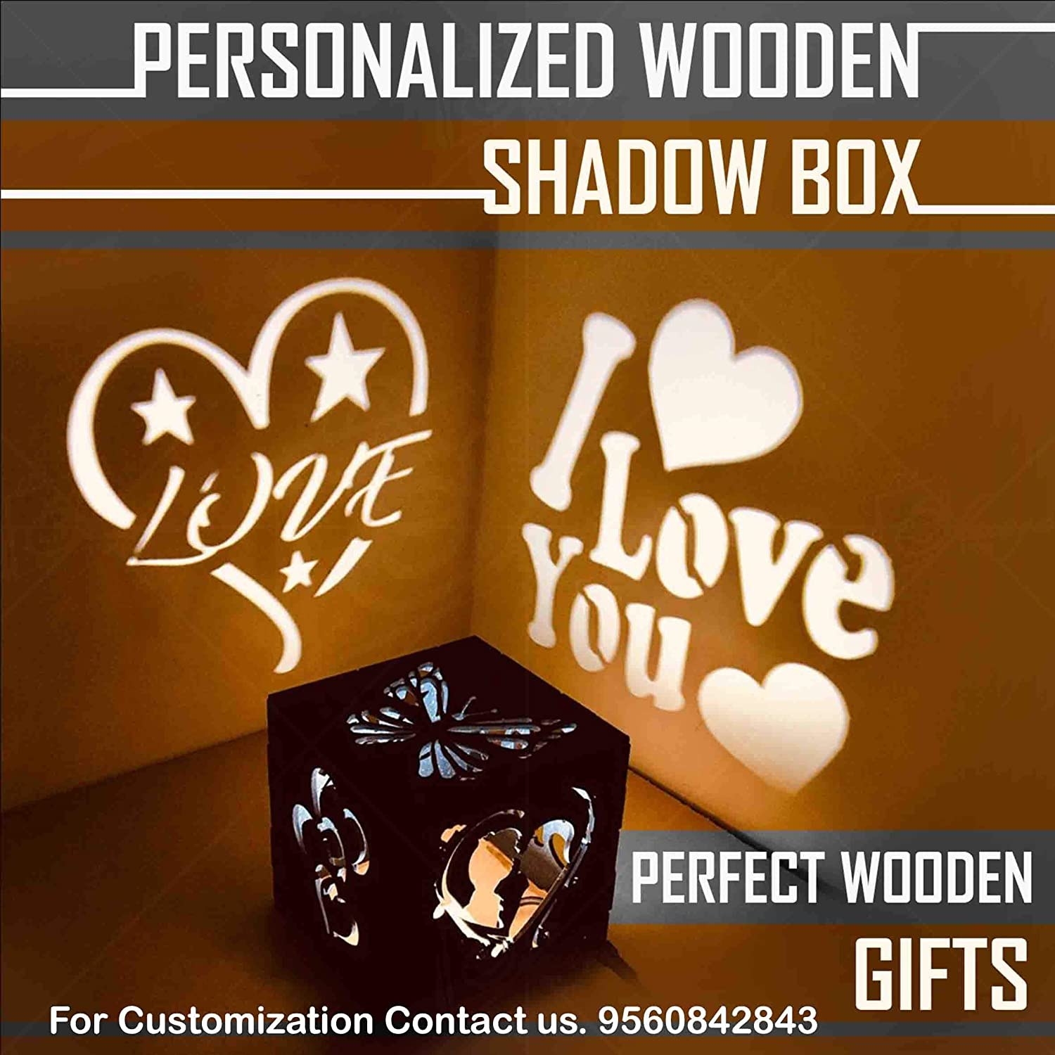 A wooden box with a customized message