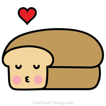 A bread loaf giving kisses