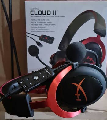 a reviewer's photo of the headset 