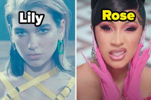 Dua Lipa is on the left labeled, 