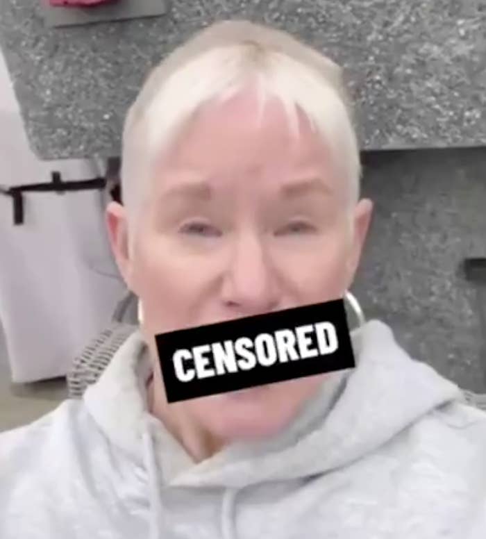 Ryan&#x27;s mom talking with a black box over her mouth with the word censored on it