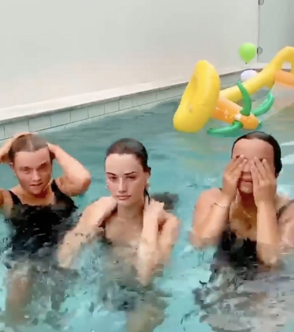 Young girls in a pool