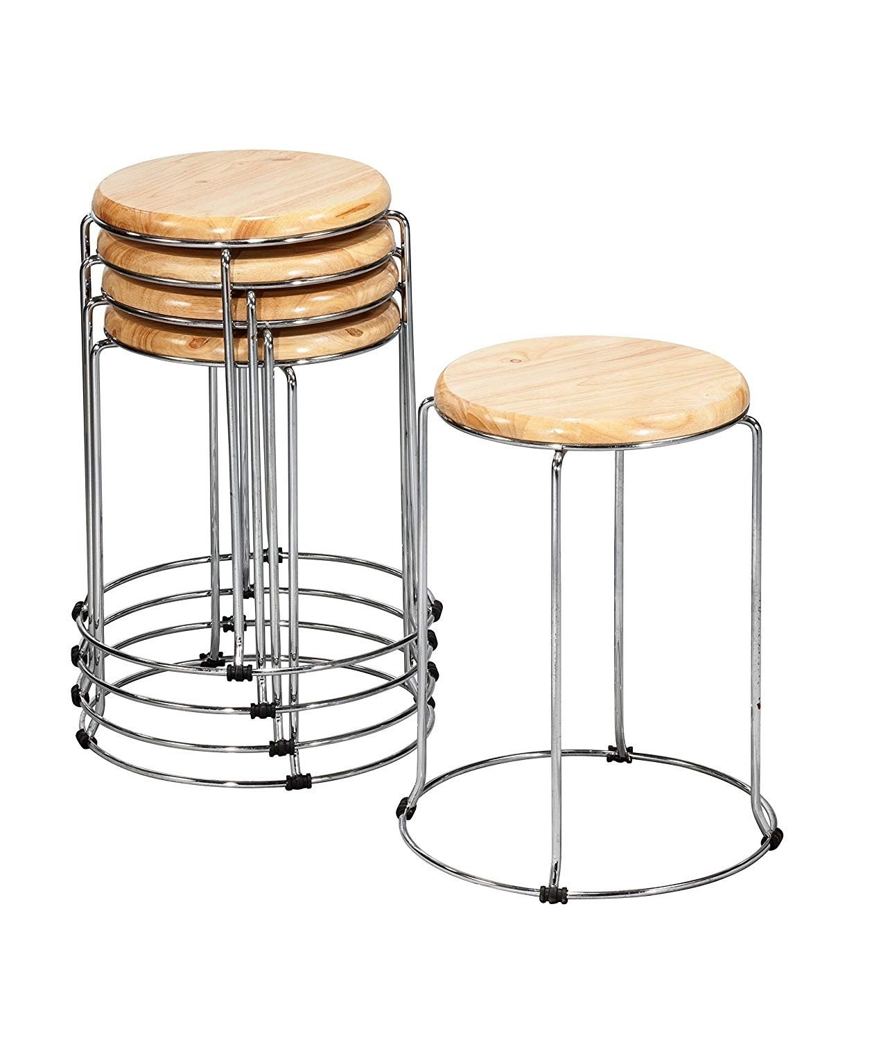 Nested stools with wooden tops