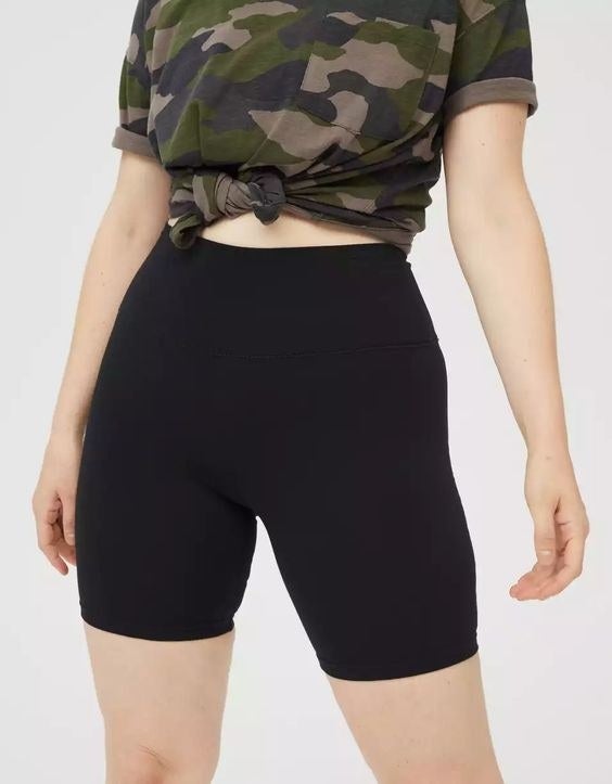 Model wearing the black bike shorts