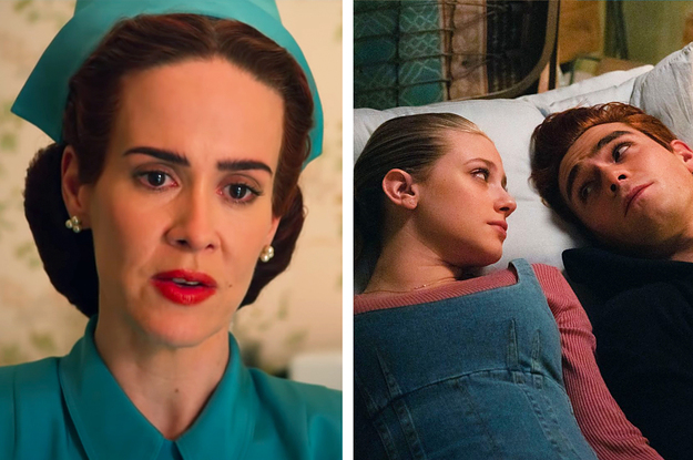 Side by side of Nurse Ratched in "Ratched" and Betty and Archie in "Riverdale"
