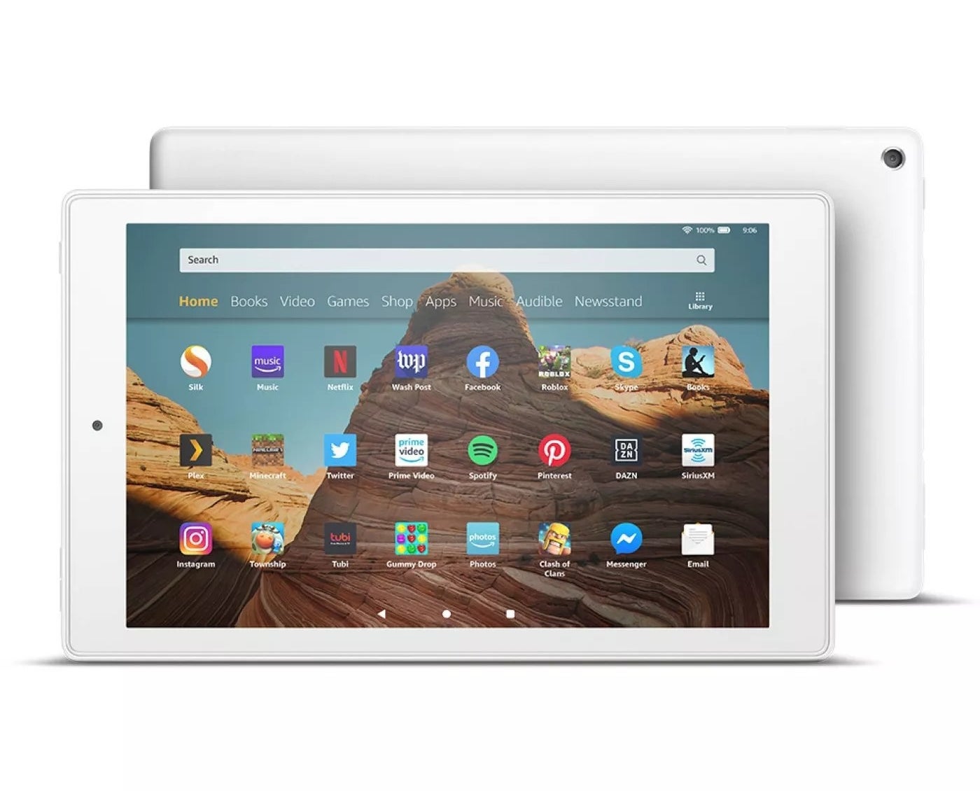 The Amazon Fire tablet in white