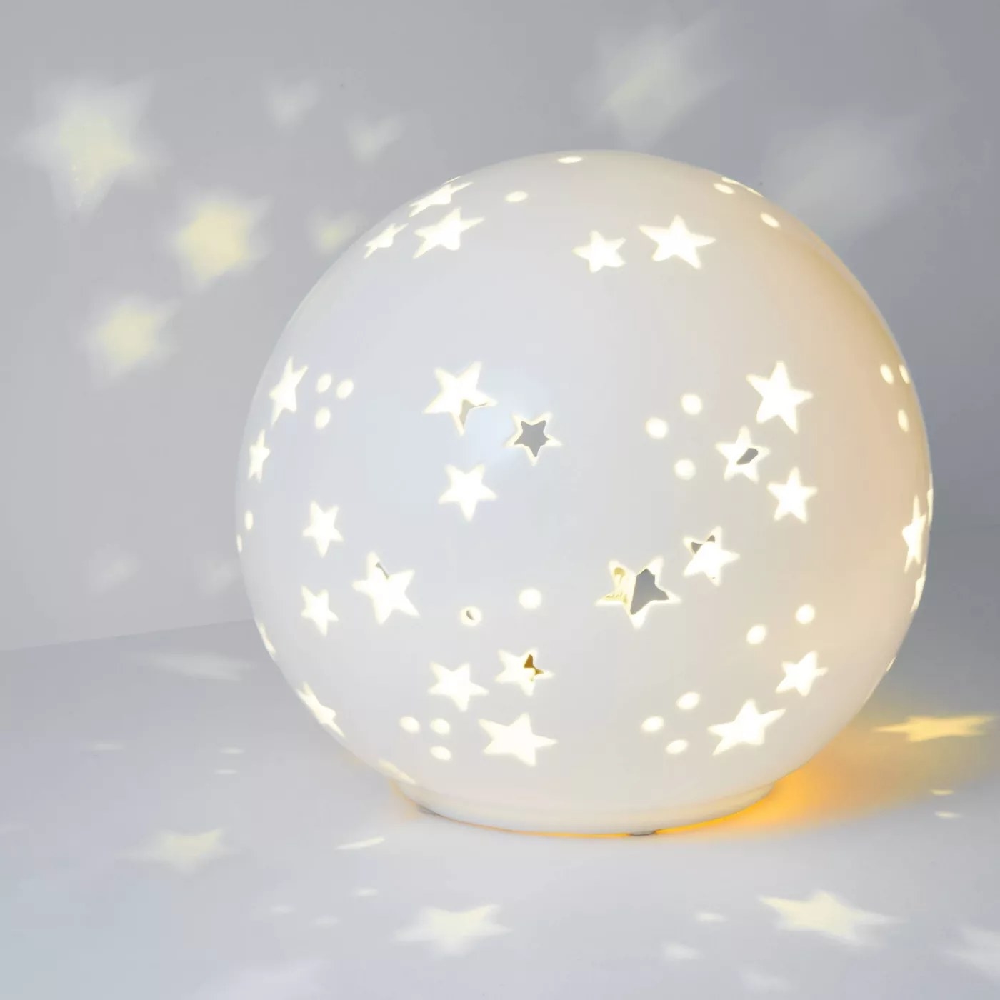The white nightlight globe with star cutouts