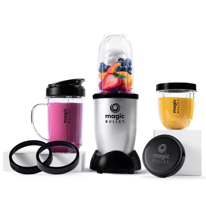 magic bullet with different sized cups around it
