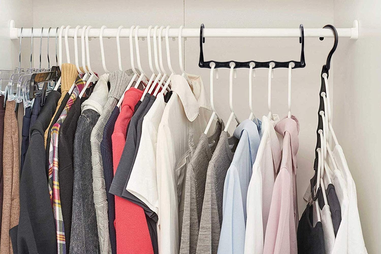 You can store up to five items of clothing with... these 'magic' hangers...