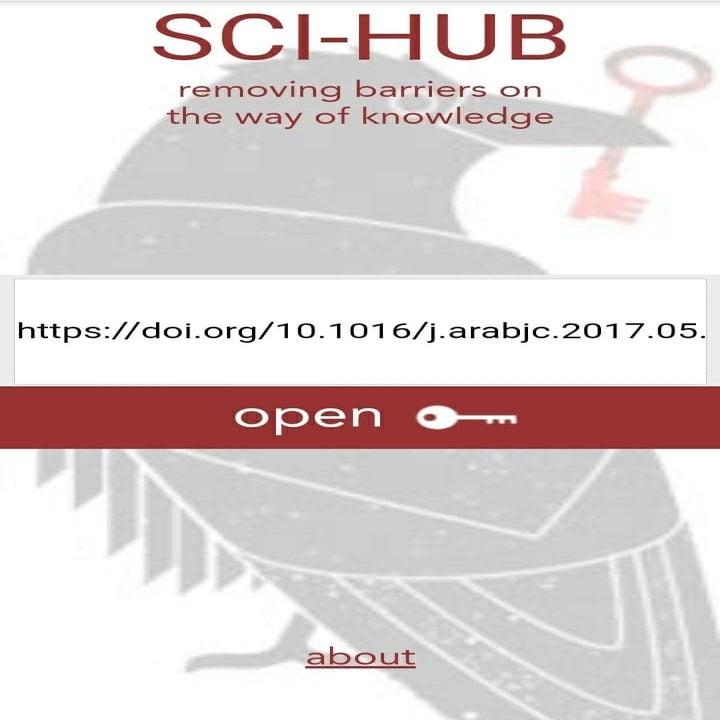 The homepage of SCI-HUB showing a search bar to insert a journal article's DOI
