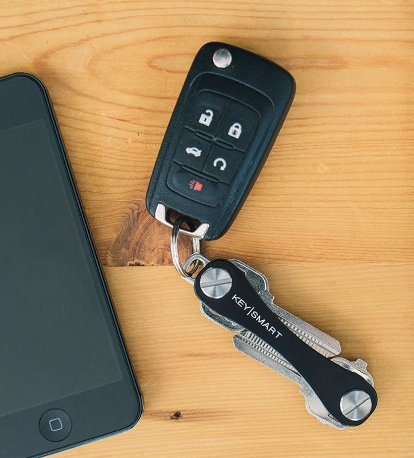 The keychain with a car fob attached to it