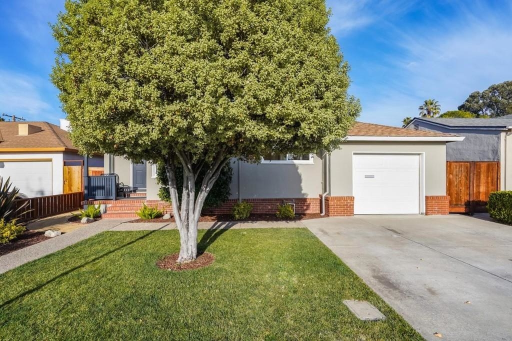 Tree in front of a single-level home in California