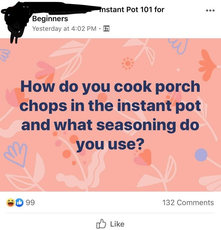 facebook post reading how do you cook porch chops in the instant pot and what seasoning do you use