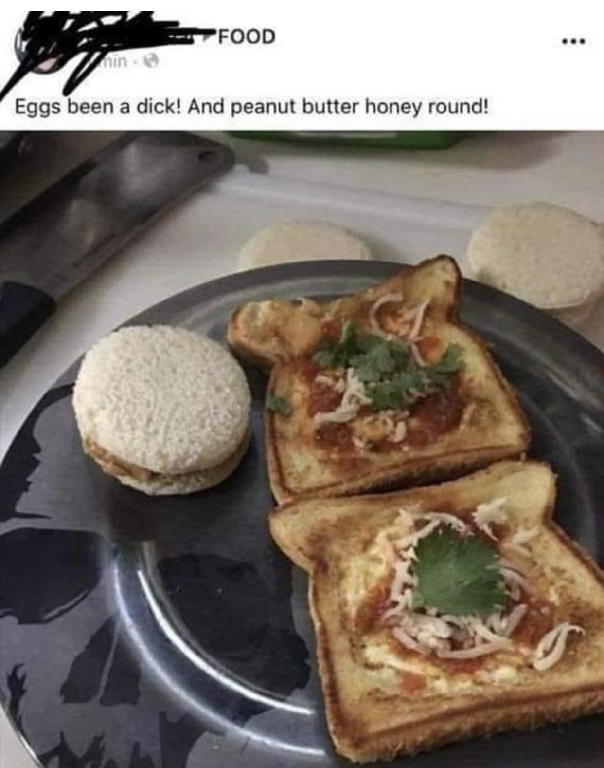 facebook post of someone calls eggs benedict eggs been a dick
