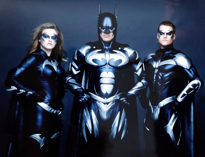 BATMAN &amp;amp; ROBIN, from left, Alicia Silverstone, George Clooney, Chris O&#x27;Donnell, 1997