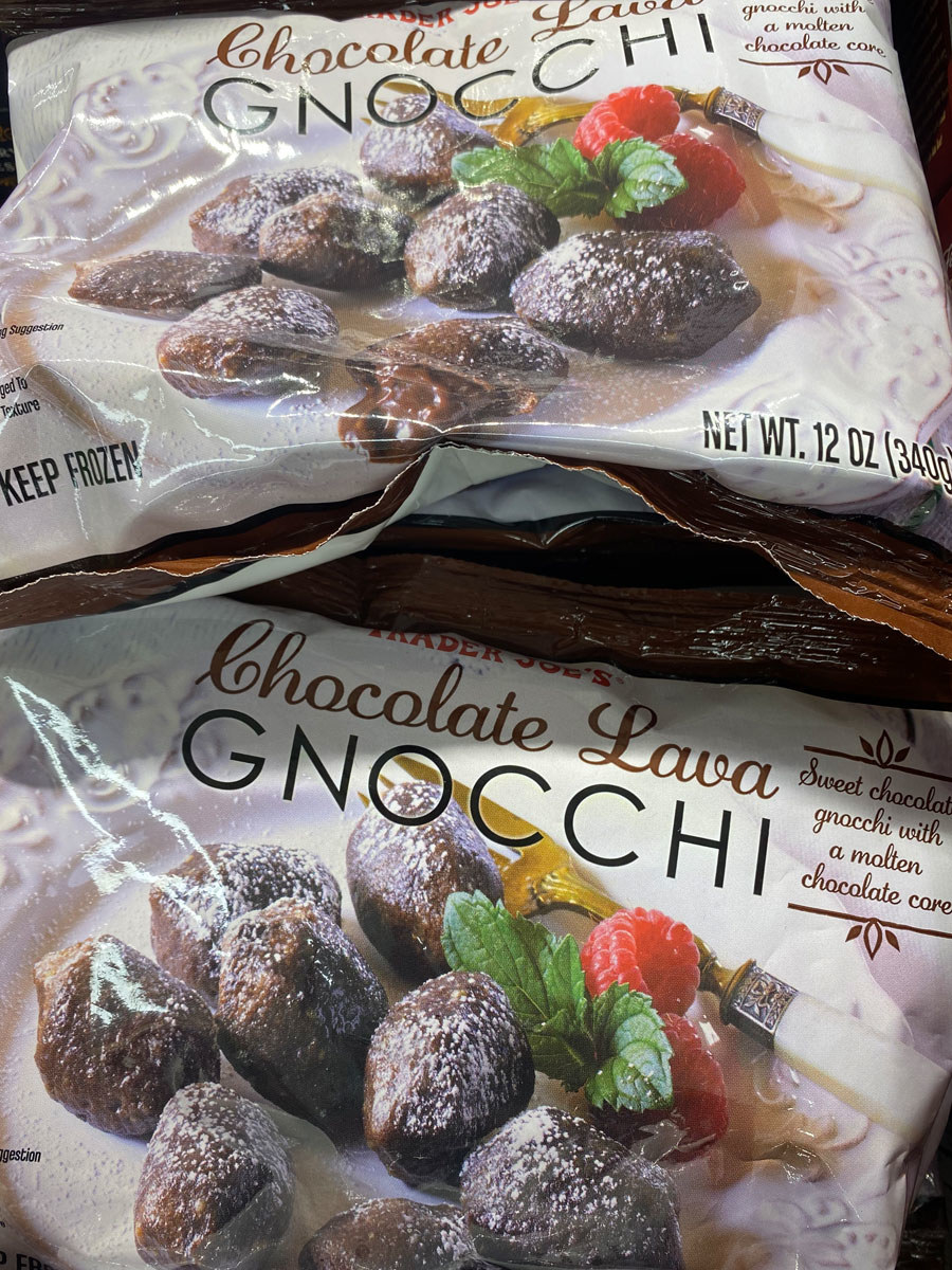 Bags of chocolate lava gnocchi.