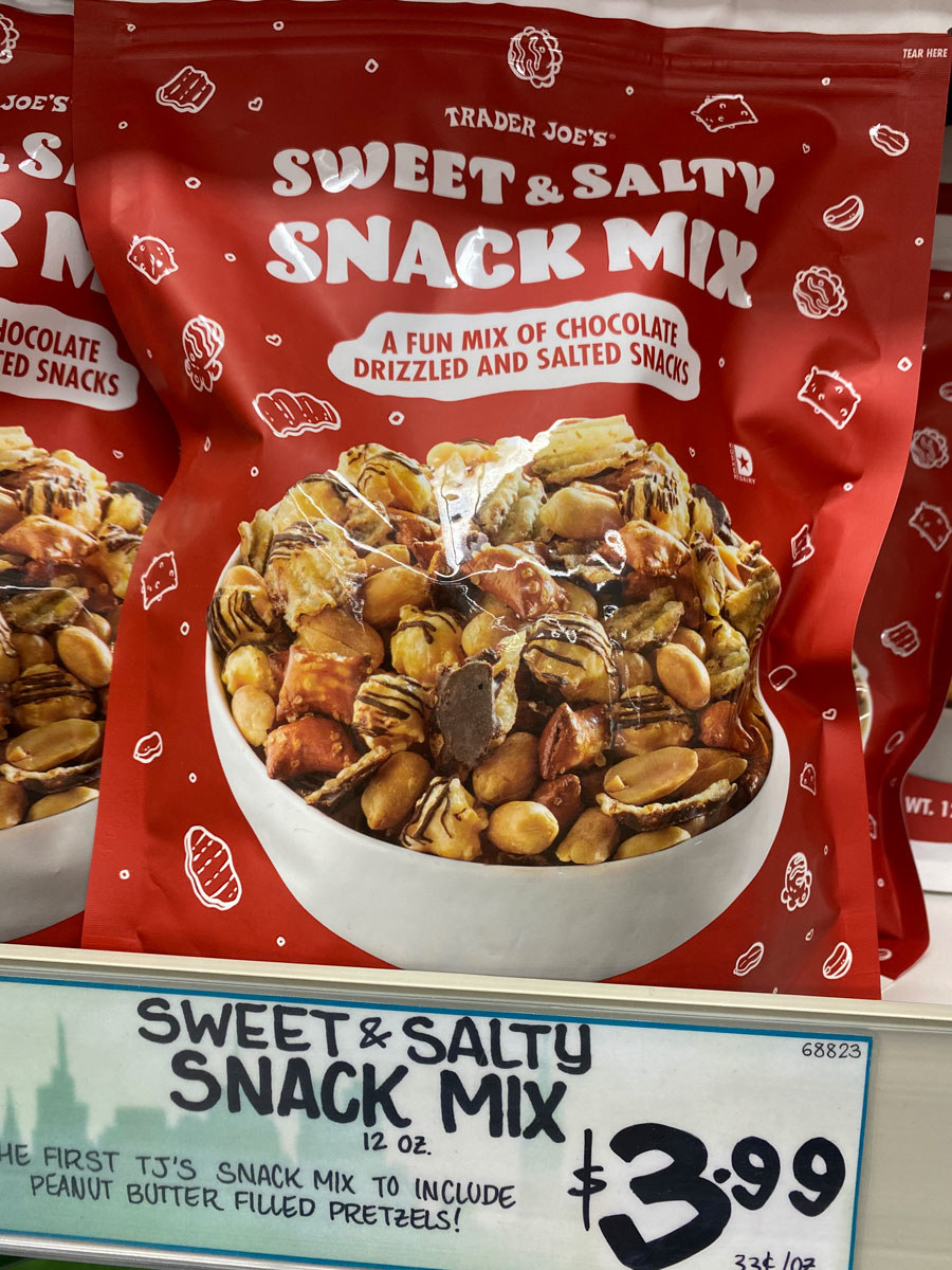 A bag of sweet and salty snack mix from Trader Joe&#x27;s.