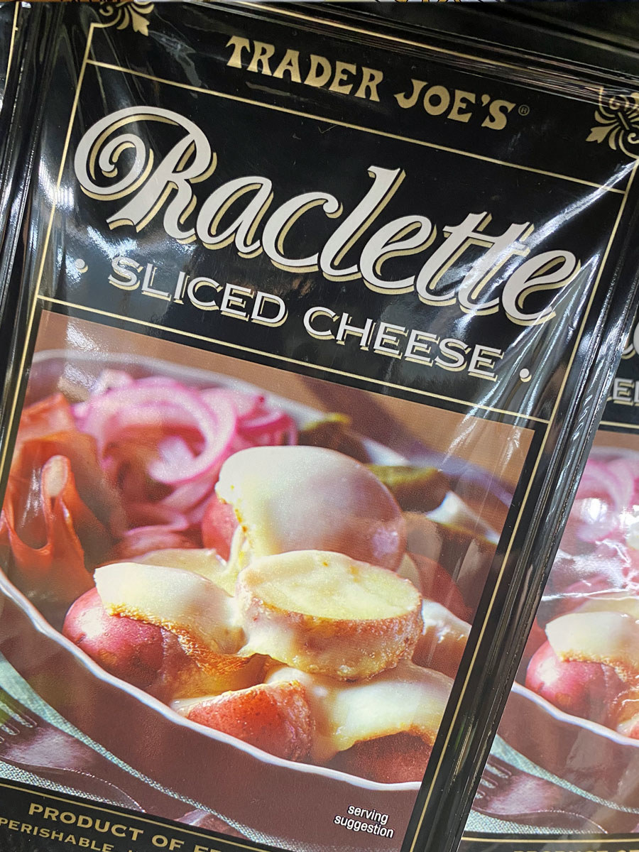 Boxes of sliced raclette cheese from Trader Joe&#x27;s.