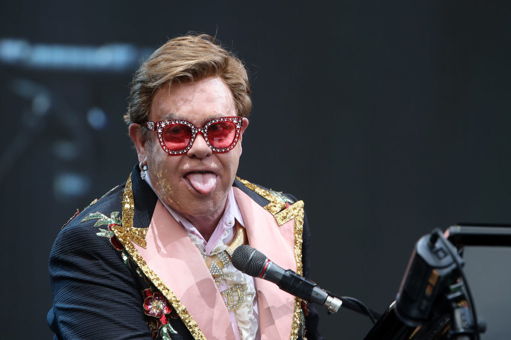 Elton playing the piano
